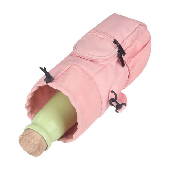Water Bottle Carrier with Shoulder Strap Zippered Pocket Design Wear Resistant Flask Water Bottle Holder Sling Bag