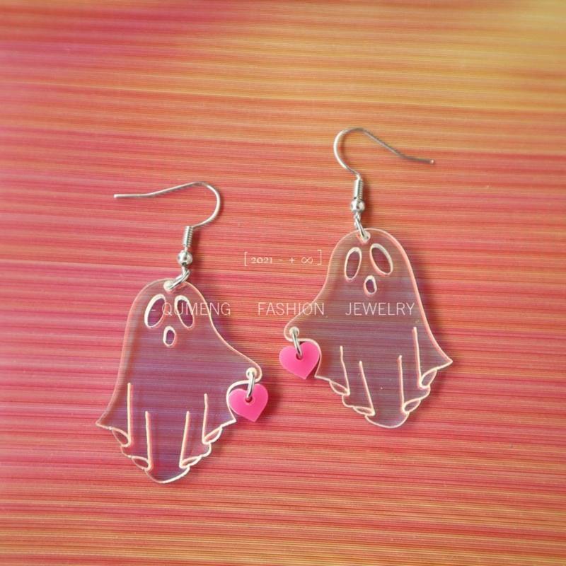 Novelty Acrylic Specter Earrings Holiday Party Favor Decoration Supply Colorful Specter Charm Stud Earring Jewelry Gift