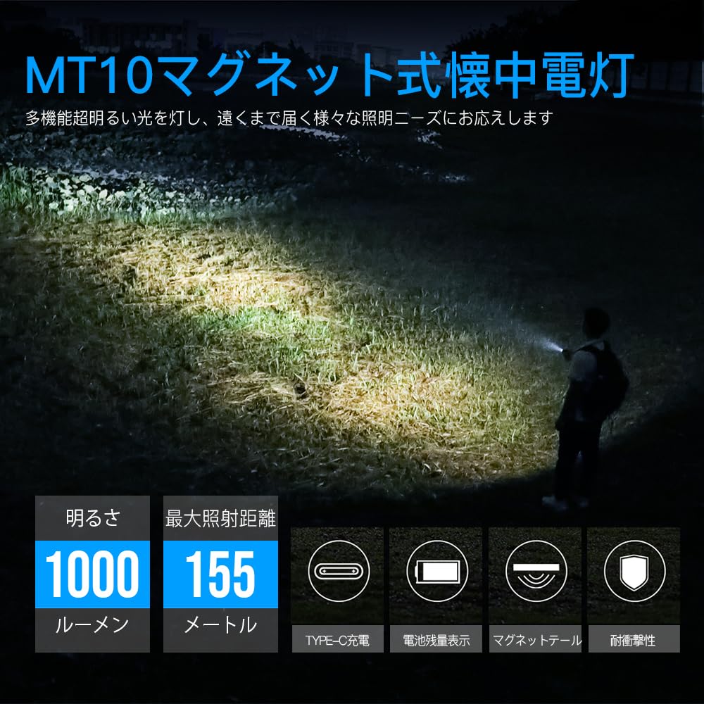 TrustFire Handheld Powerful 1000 LED 5 Magnetic Pocket Bright IPX8 Power Disaster Military Night Outdoor Earthquake Preparedness Flashlight,