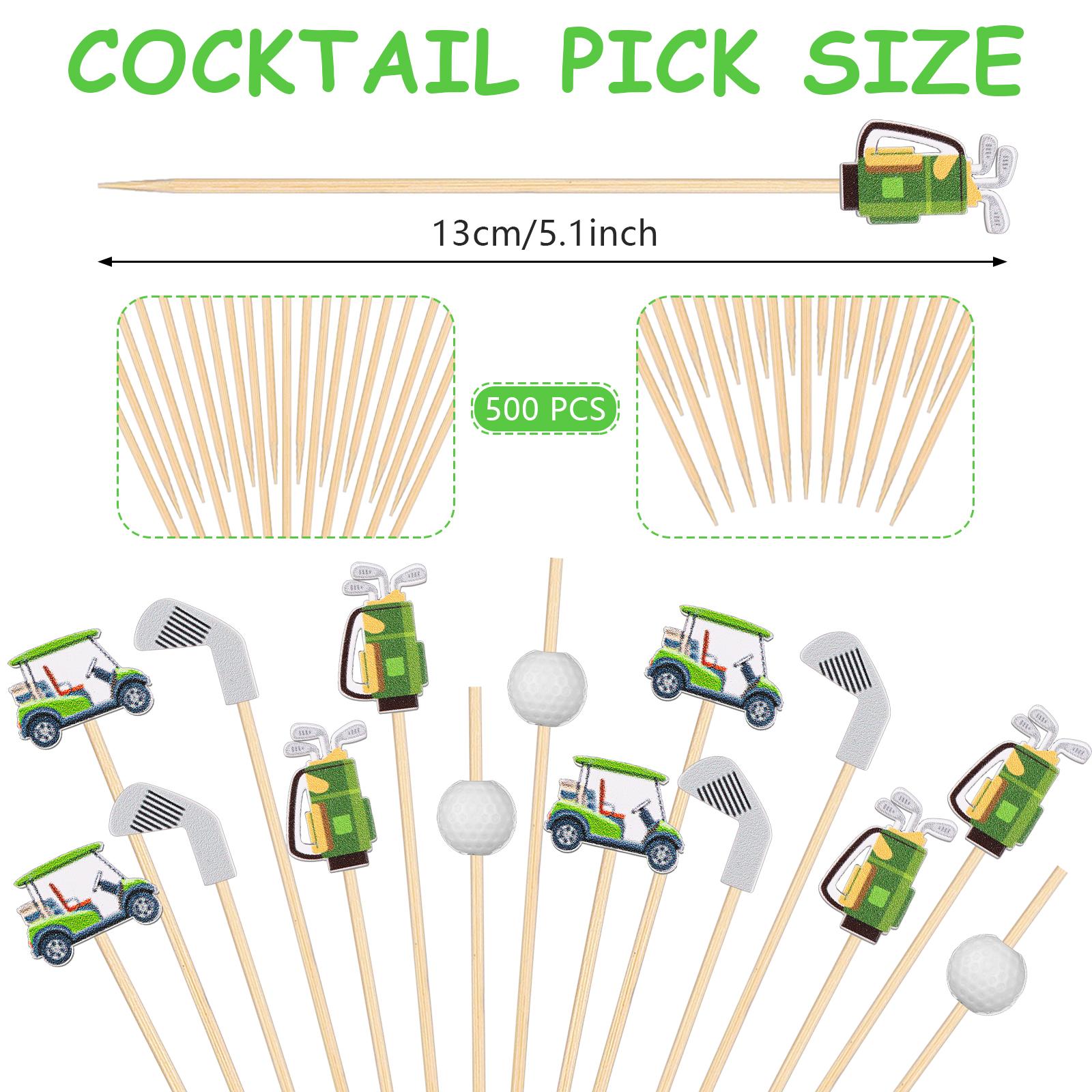 

500 Pcs Golf Cocktail Picks 5.3Inch Bamboo Golf Toothpicks For Appetizers Golf Club Drink Cocktail Stirrers Gol-F Cake Topper Fla 1