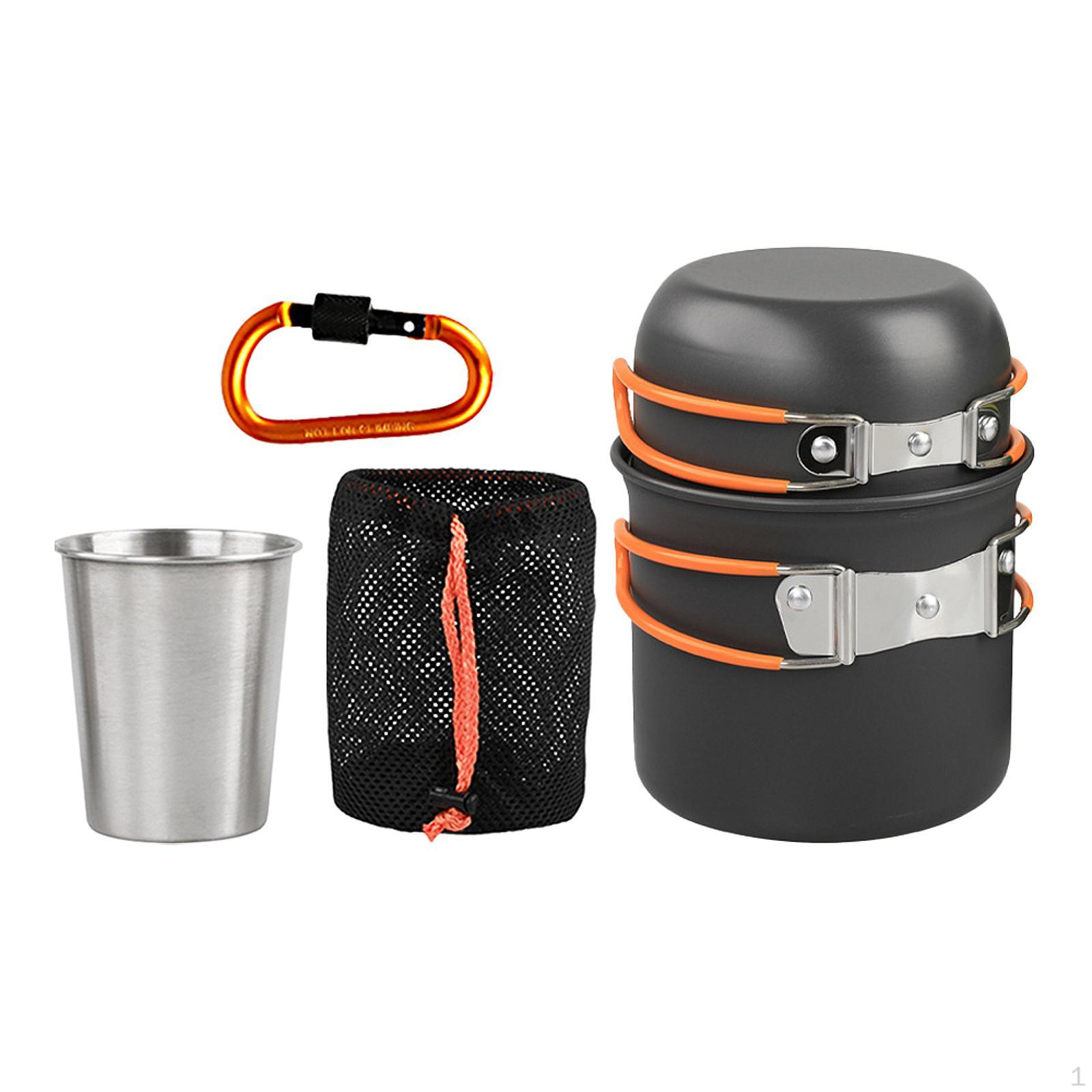 

Походная посуда Набор для приготовления пищи Сковорода Посуда для путешествий в помещении Пеший туризм оранжевый