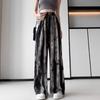 Ice silk wide-leg pants women's summer thin new Chinese ink cool pants high-waisted casual pants trousers women's clothing