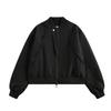 Unisex Retro Zipper Flight Jacket Short Cropped Bomber Style Streetwear Outerwear Fall