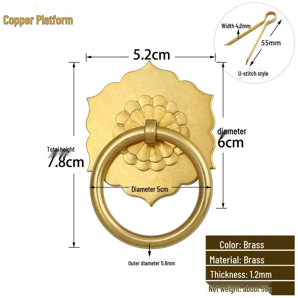 Antique Style Pure Copper Hexagonal Handle for Cabinets & Drawers - Retro Chinese Hardware Accessory