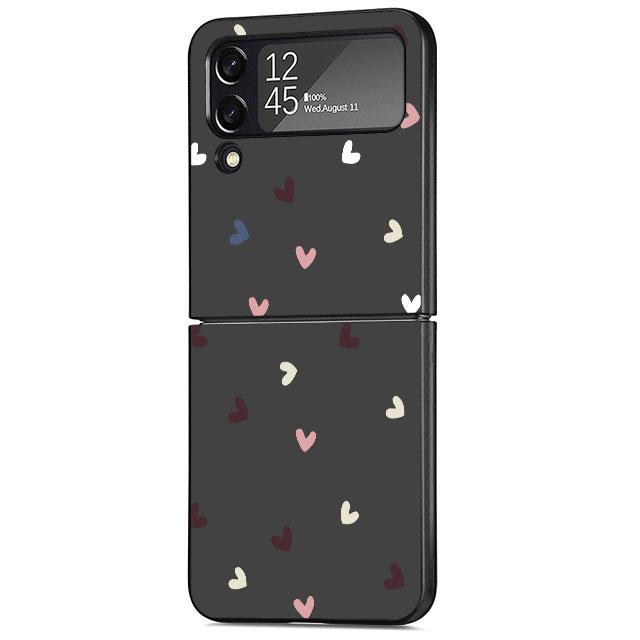 Flowers Case For Samsung Galaxy Z Flip 3 4 5G Black Hard PC Phone Housing Z Flip4 Luxury Coque Shell