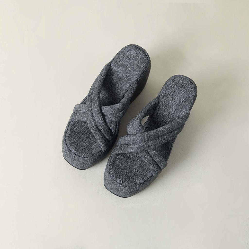 Krazing Pot Mules Polyurethane Summer Size 43 Women Platform Super High Heels Women Peep Toe Slip On Waterproof Sandals