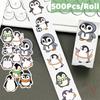 500Pcs/Roll Q Funny Penguins Series 02 Kids Rewards Stickers - DIY Scrapbooks Album Decor Sealing Label Decals