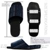 Edoten Room Made in Japan with Misugi Black Charcoal Tatami Open EVA Enshu Indigo Sashiko Sashiko Rain Kasuri Pattern Large Size LL Men's Slippers,