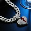 Fashion Wind Alloy Full Diamond Boyfriend Love Pendant Necklace Men'S And Women'S Hip Hop Broken Heart Pendant Chain