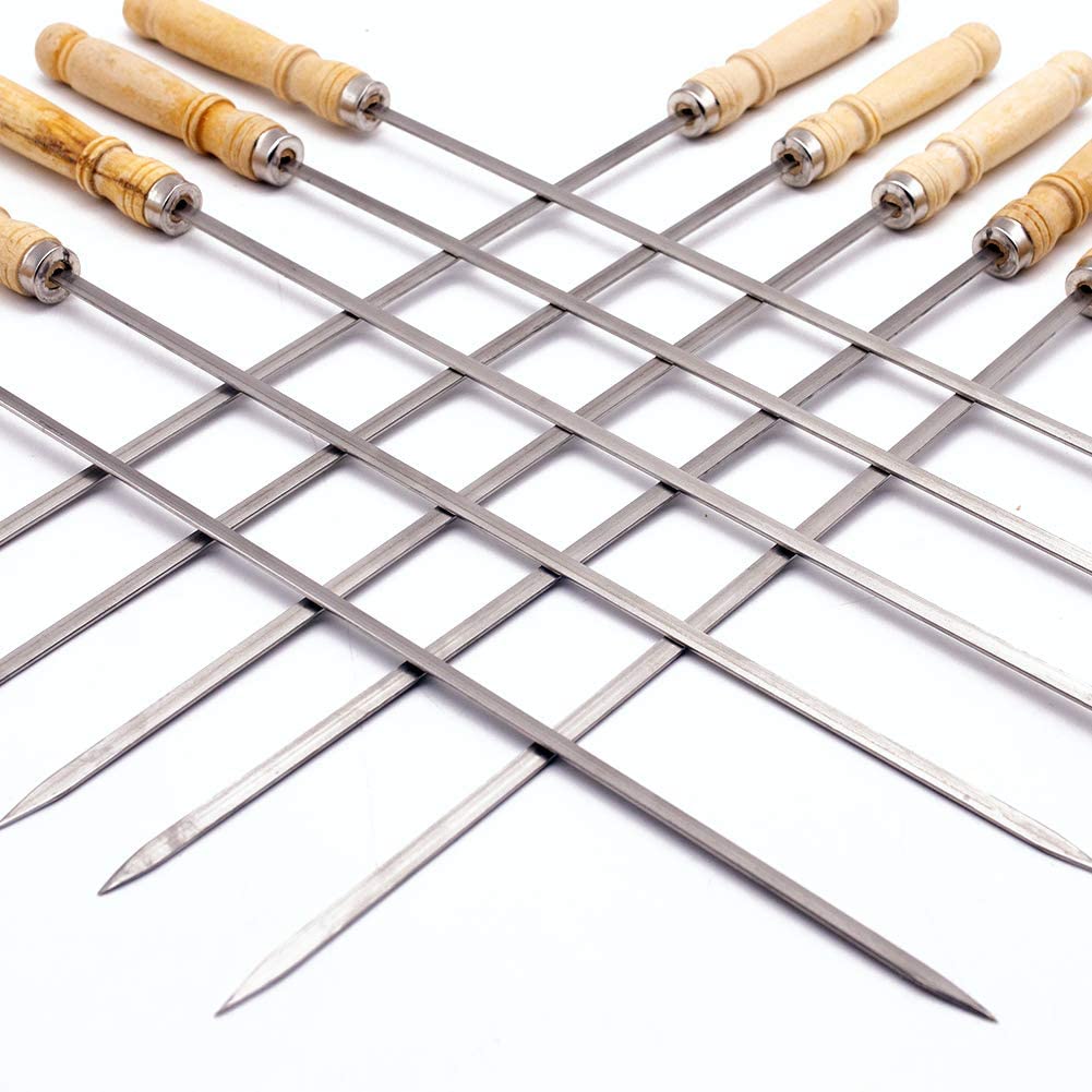 Chicken Beef Vegetable Sticks Stainless Steel Bamboo Handle Turkish Kebab Sticks Skewew BBQ Skewers Kabab Maker