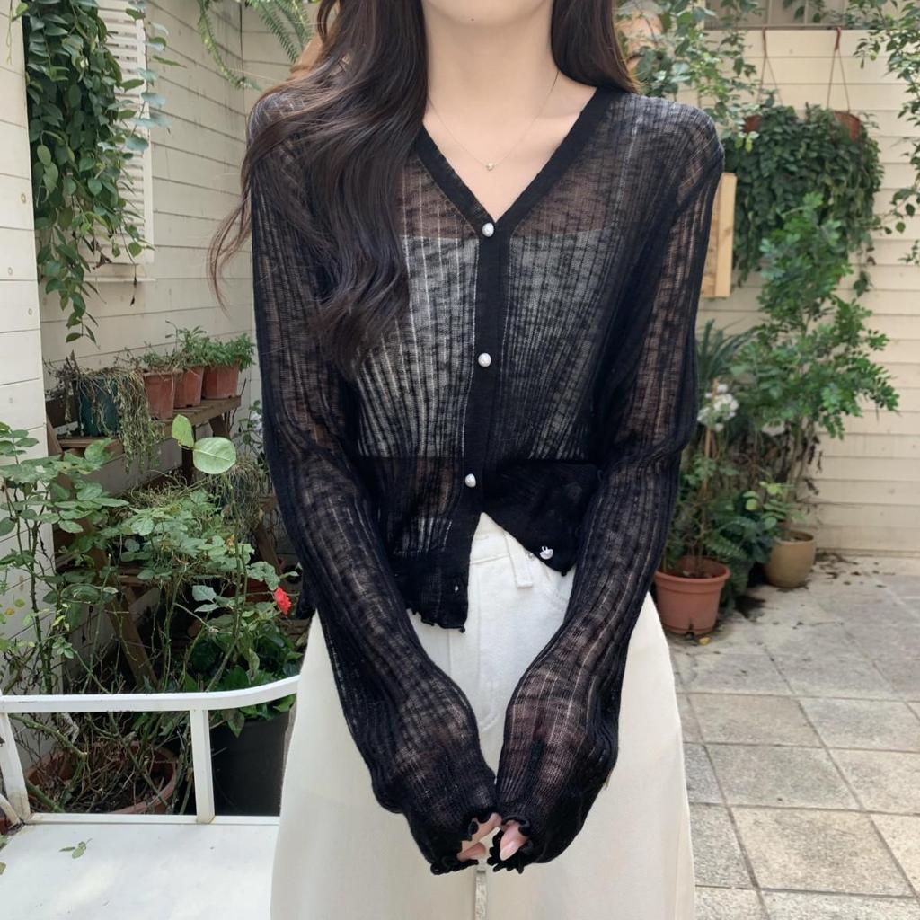 Eisseide Damen Sommer 2025 Slim Fit Strickjacke - Langarm Koreanischer Stil Sonnenschutz