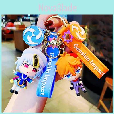 Cute Genshin Impact Character Silicone Keychain Adorable Pvc Figure For Bags And Phones