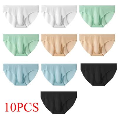10 Stück/Los Herren Unterhosen Eis Seide Sommer Slips Transparent Sexy Trendy Atmungsaktive Unterwäsche Ultradünne Nahtlose Slips