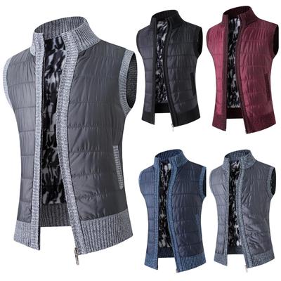 Herren Stehkragen Plüsch Dicke Strickweste Modetrend Freizeitmantel