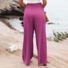 2025 Spring/Summer Women's Solid Color Elastic Waist Wide-Leg Casual Pants