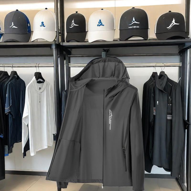 Pánská ultratenká bunda s kapucí s ochranou proti UV záření z ledového hedvábí - Stylové letní oblečení