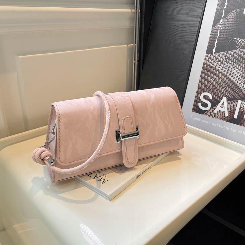Textured commuter solid color small square bag new versatile messenger bag niche shoulder armpit bag