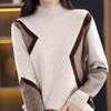 Half Turtleneck Knitted Sweater for Women In Autumn and Winter Red Loose Long-sleeved Pullover Casual Sweater
