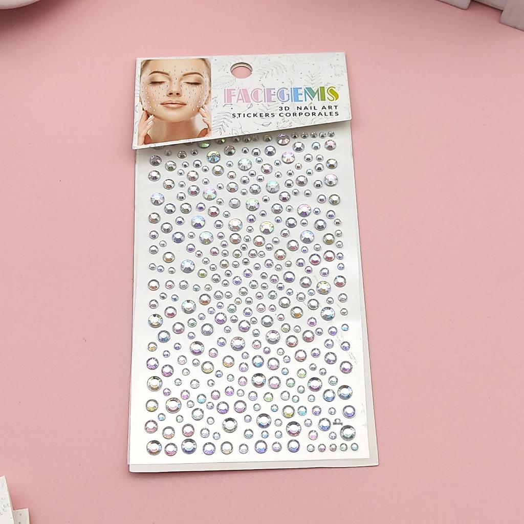DIY Acrylic Rhinestone Face Stickers - 15 Color Set for Makeup & Stage Use