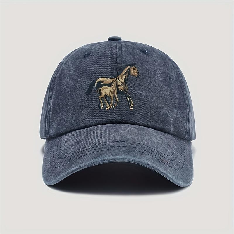 Horse and Foal Running Print Vintage Baseball Cap Distressed Casual Adjustable Hat for Men Women