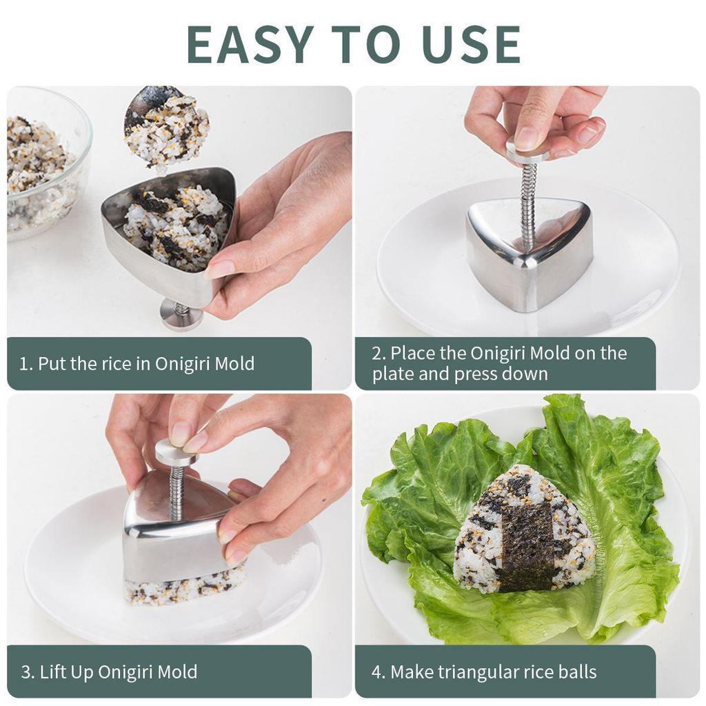304 Stainless Steel Onigiri Mold - Japanese Triangle Sushi Rice Ball Maker Tool