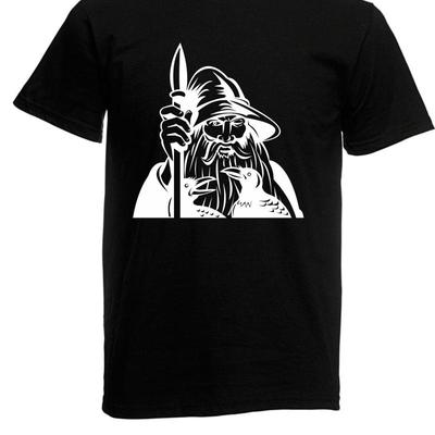 Herren Germanischer Gott mit Speer und Raben I Sprichwörter bis 5XL T-Shirt