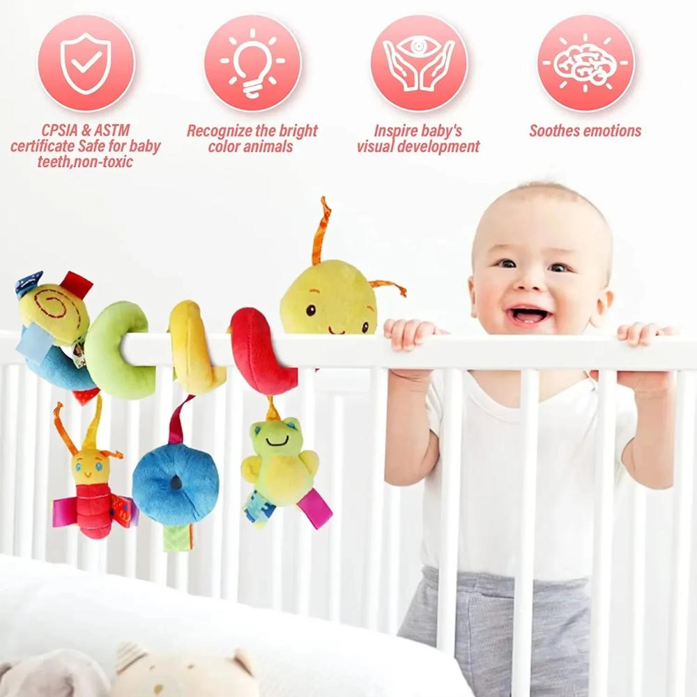 Car Seat Toys Infant Plush Hanging Toys For Babies 0 3 6 12 Months Stroller Crib Mobile Rattles Bed Winding Plush Baby Toy Gifts