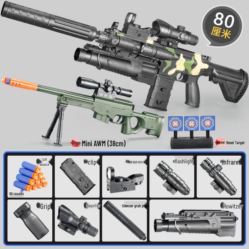 

Электрический пистолет с мягкими пулями - Игрушечная снайперская винтовка M416 для детей Double Magazine