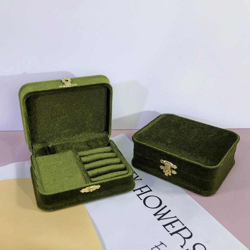 

Velvet Flocking Jewelry Storage Case Elegant Sturdy Buckle Jewellery Organizer Compact Portable Necklace Storage Box темно-зелений колір