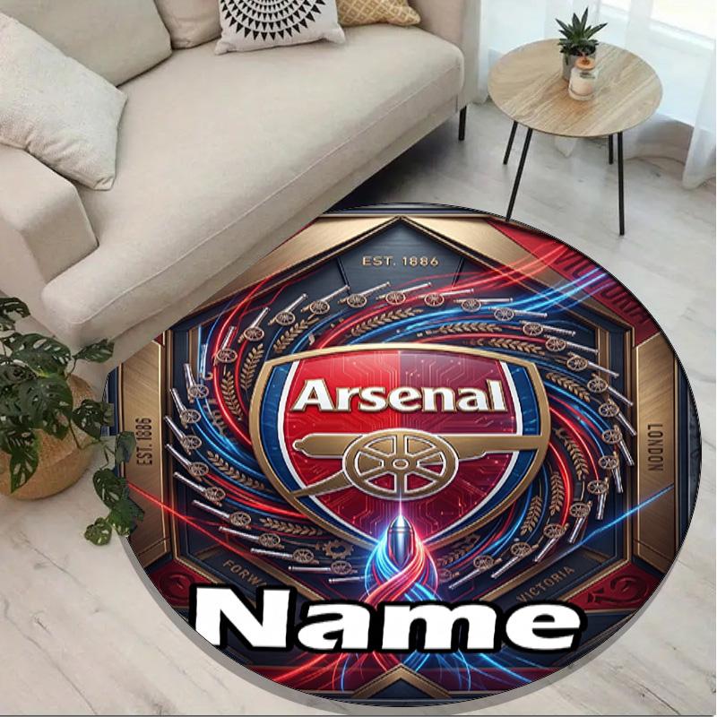 Custom Name Personalized Arsenal F.C Print Round Rug, Versatile Home Decor Carpet, for Playroom, Apartment, Balcony, Entryway, Hallway Gift