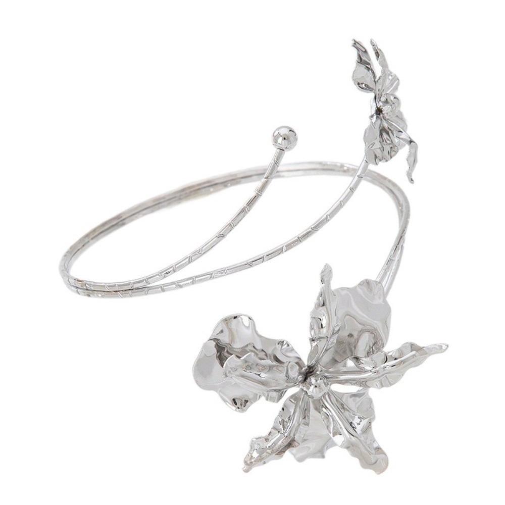 Floral Butterfly Orchid Bracelet Adjustable Flower Armband Fairy Open Arm Bangle  Gift