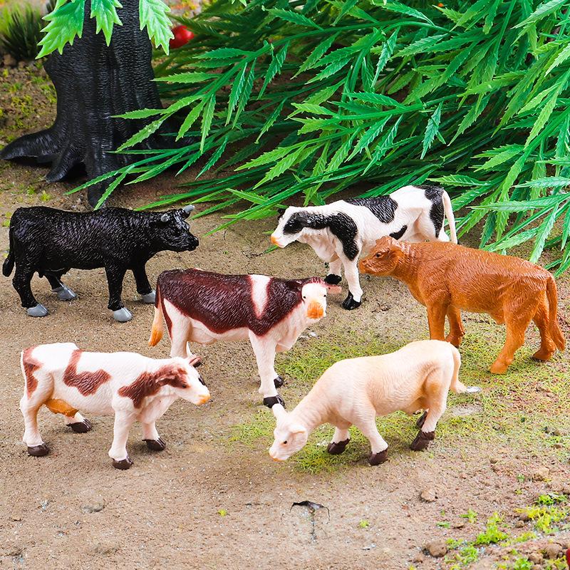 Children's Farm Animal Models Set: Mini Dairy Cow & Wild Animal Simulation Toys
