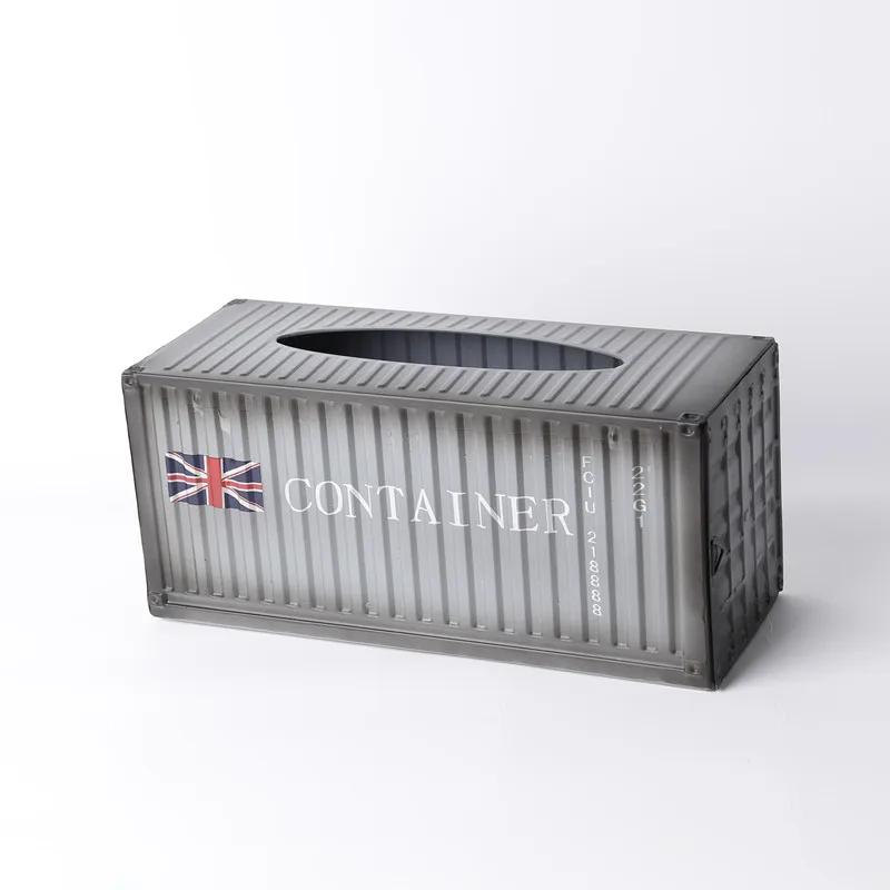 Retro Kreatives Containerdesign Eisen Taschentuchbox Zuhause Auto Serviettenpapierbehälter Metall Papierhandtuch Aufbewahrungskoffer Heimdeko