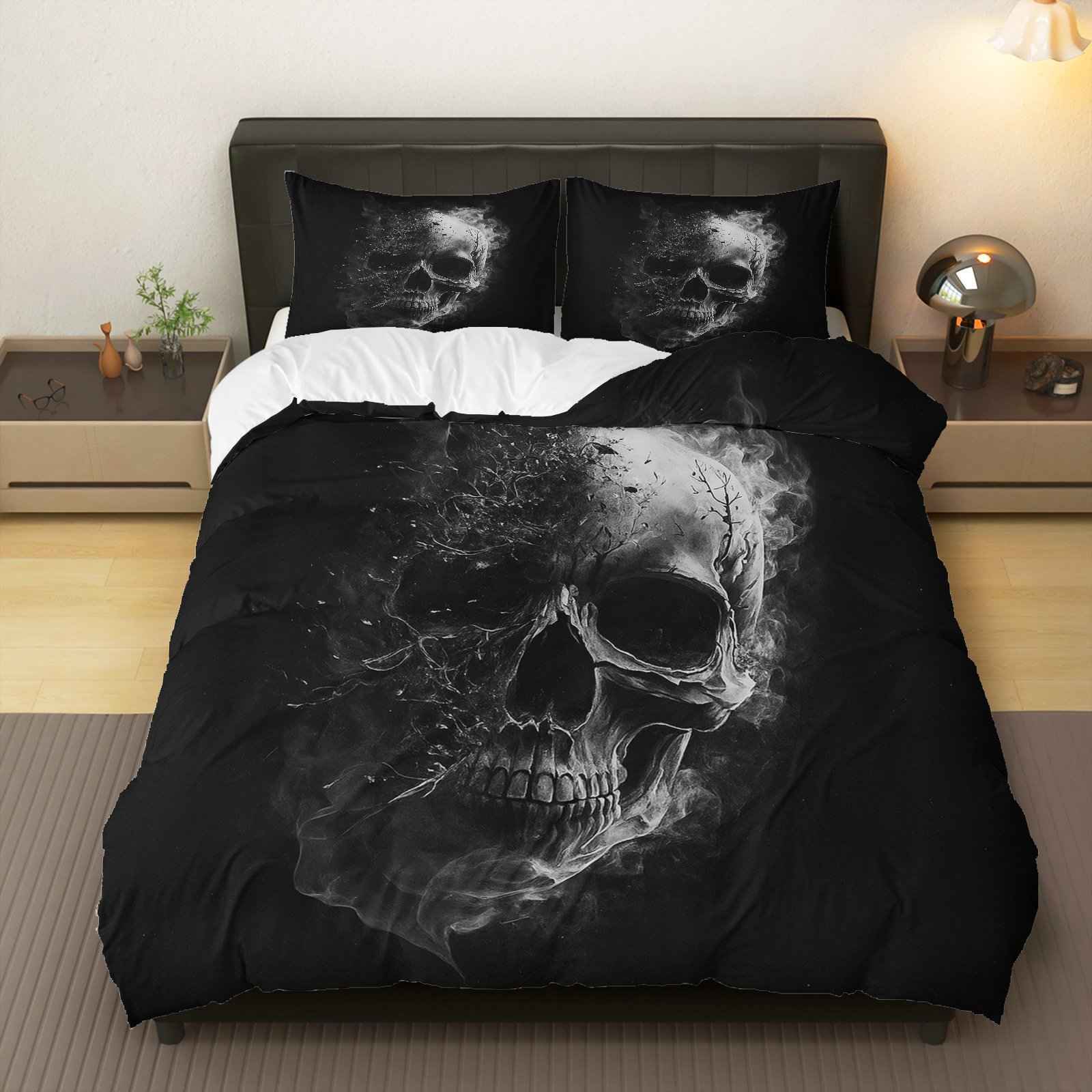 

Duvet Cover Set Halloween Smoke Dark Horror Theme Halloween Bedding Set Perfect for Bedroom Living Room Photography Decoration. EU Twin(135x200cm)