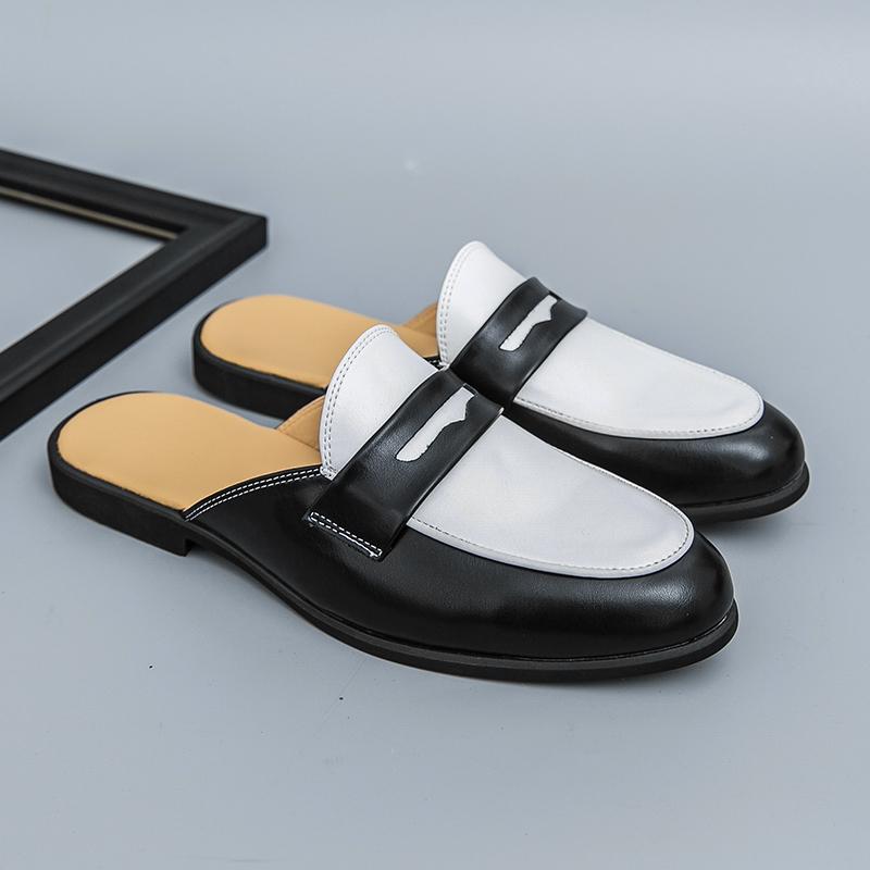 Fashion Summer Luxury Brand Slippers Men Casual Shoes Slip-on Fashion Platform Half Loafers Men Lightweight Leather Sandals Plus Size 46