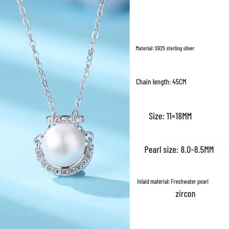 Elegant S925 Silver Single Pearl Necklace - Versatile Freshwater Pearl Clavicle Chain for Women 925 Sterling Silver