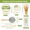 5Pcs Japenese Matcha Set Ceramic Matcha Teaset with Mixing Whisk Teaspoon Strainer Lattle Tea-making Tool for Cafe Beveage Shop