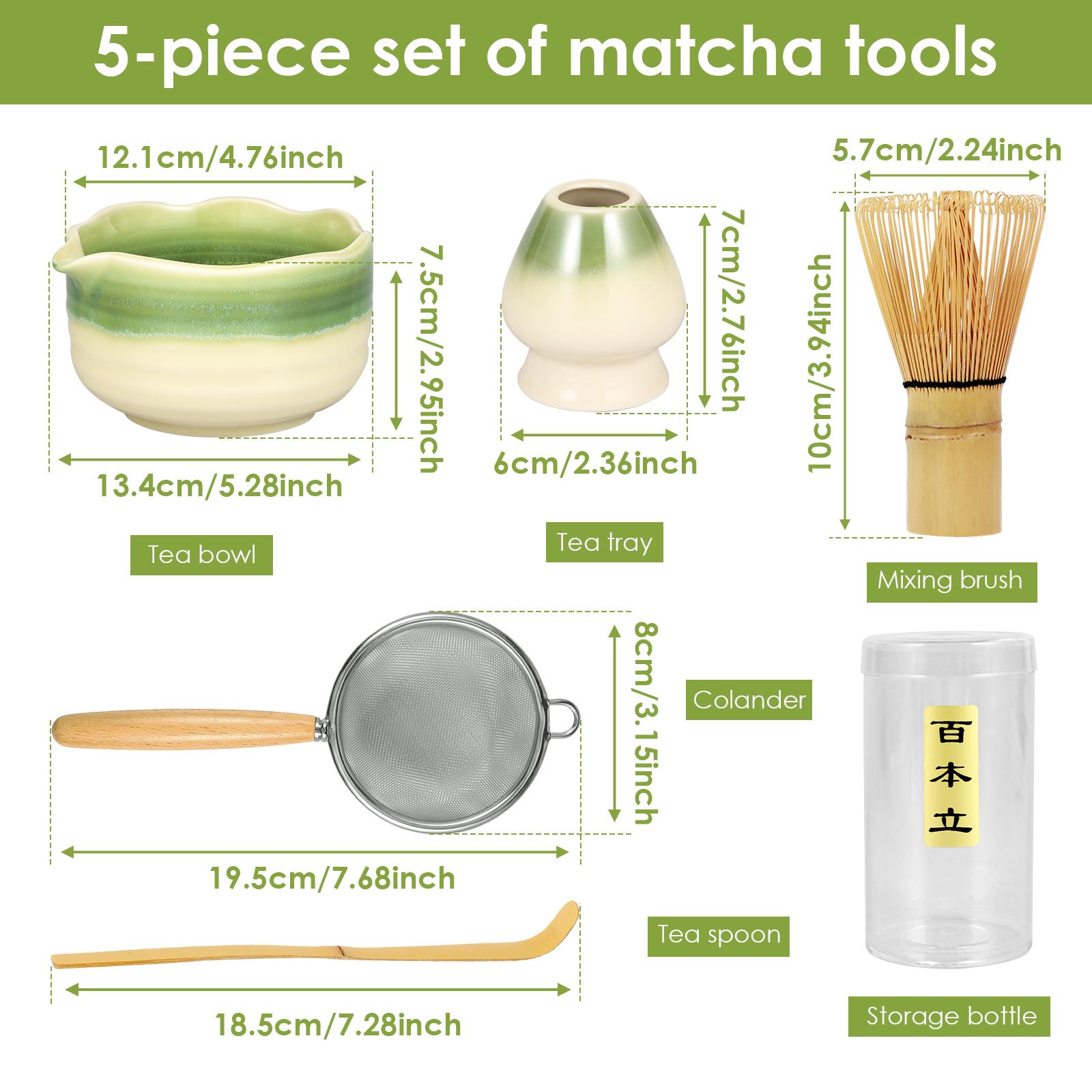 

5Pcs Japenese Matcha Set Ceramic Matcha Teaset with Mixing Whisk Teaspoon Strainer Lattle Tea-making Tool for Cafe Beveage Shop