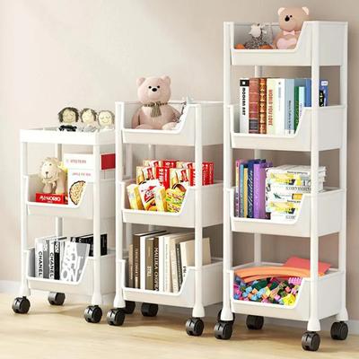 Movable Trolley Bookshelf Assembled Toy Storage Rack Large Capacity Corner Book Storage Rack Multilayer Simple Display Cabinet