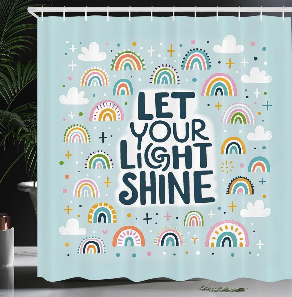 Hippie Shower Curtain, Daisy Look Flowers on Abstract Groovy Style Waves Retro 60s 70s Vibes, Cloth Fabric Bathroom Decor Set