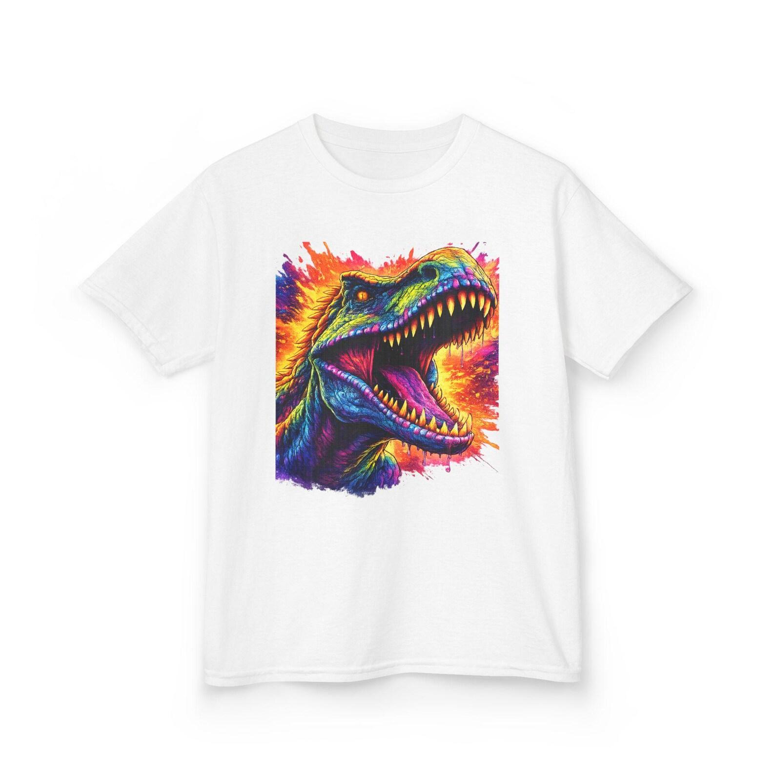 Roaring Raptor T-Red Dinosaur Kids Tee - Velociraptor T-Rex Graphic 4XL