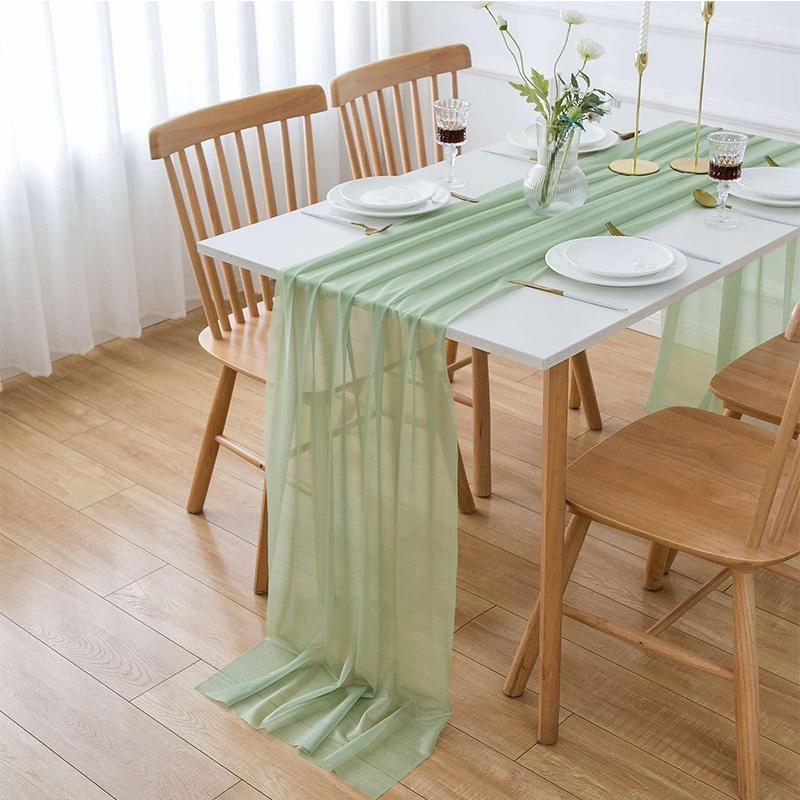 Chiffon Table Runner Vertical Tablecloth for Table Decorations Shiny Fabric Merry Christmas Decorations 2026 Wedding Decoration