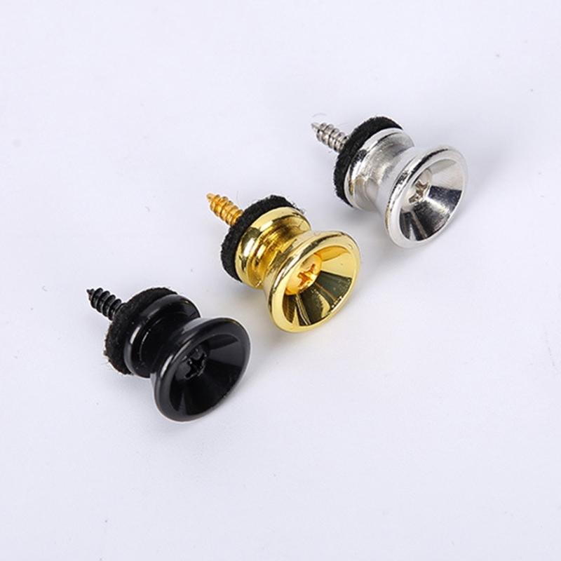 2Pcs/pack Guitar Strap Buttons End Pins with Mounting Screws and Felts Cushions Metal Guitar Strap Locks Strap Buttons