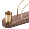 Napkin Holder Stand with Toothpick Wooden Base Brass Elegant Dispenser for Home