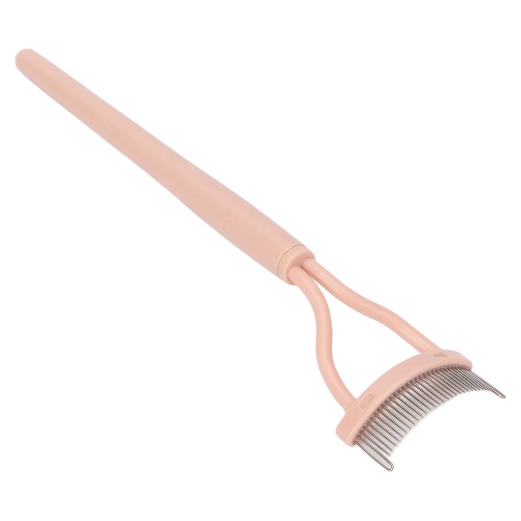 Eyelash Comb Arc Stainless Steel Teeth Eyelash Separator Mascara Applicator Tool with Comb Cover Pink Straight Handle