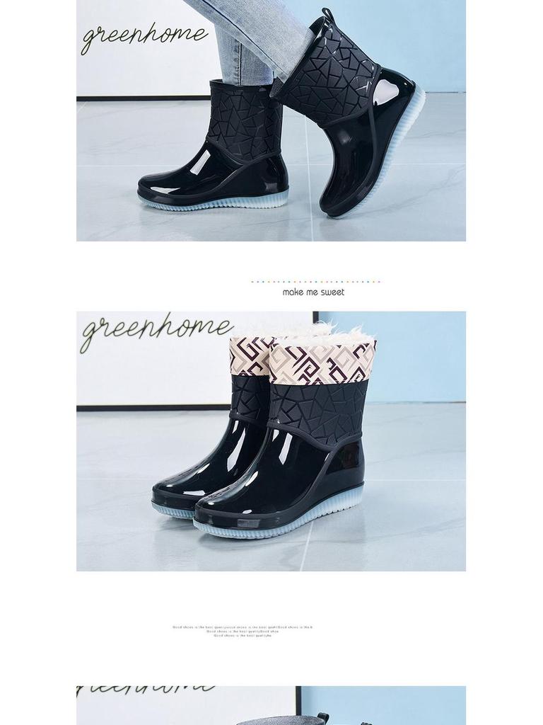 Women's Jelly Non-Slip Waterproof Rain Boots - Thick, Wear-Resistant, Short Tube Rubber Shoes for Summer