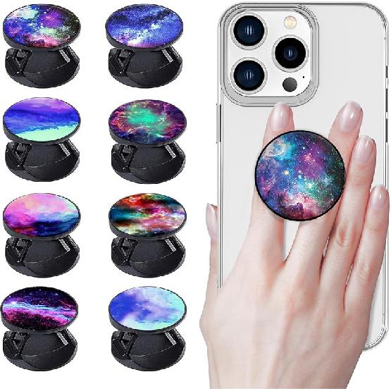 2 Pack Cell Phone Stand Foldable Expanding Phone Sockets Finger Grip Holder for Smartphone and Tablets - Nebula Galaxy 2