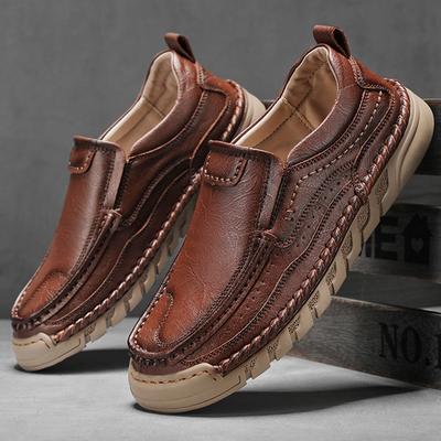 Handmade Stitching Leather Men Shoes Moccasins Casual Comfortable Men Loafers Slip On Leather Shoes Men Flats Hot Sale Walking Shoes