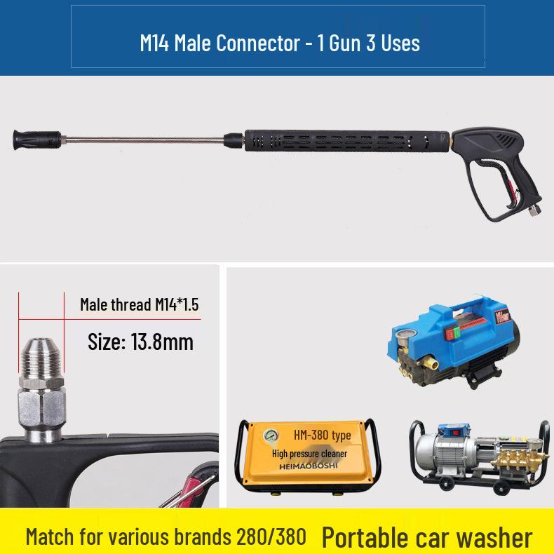 360° Rotating All-Copper High-Pressure Car Wash Water Gun with Powerful Nozzle for 380V Commercial Cleaning