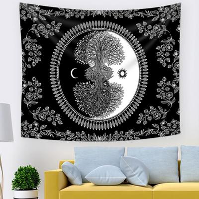 Black and White Tai Chi Tree of Life Tapestry Home Decoration Tapestry Wall Hanging Decoration Background Hanging Cloth Tapestry